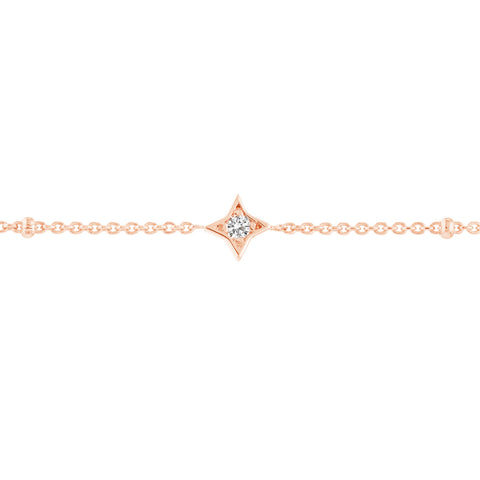 14k Rose Gold Diamond Star Bezels and Beads Station Bracelet