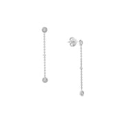 14k Gold Beaded Diamond Bezel Drop Earrings
