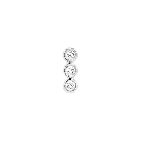 1/15 ctw Round Diamond Bezel Three Stone Stud Earrings in White Gold