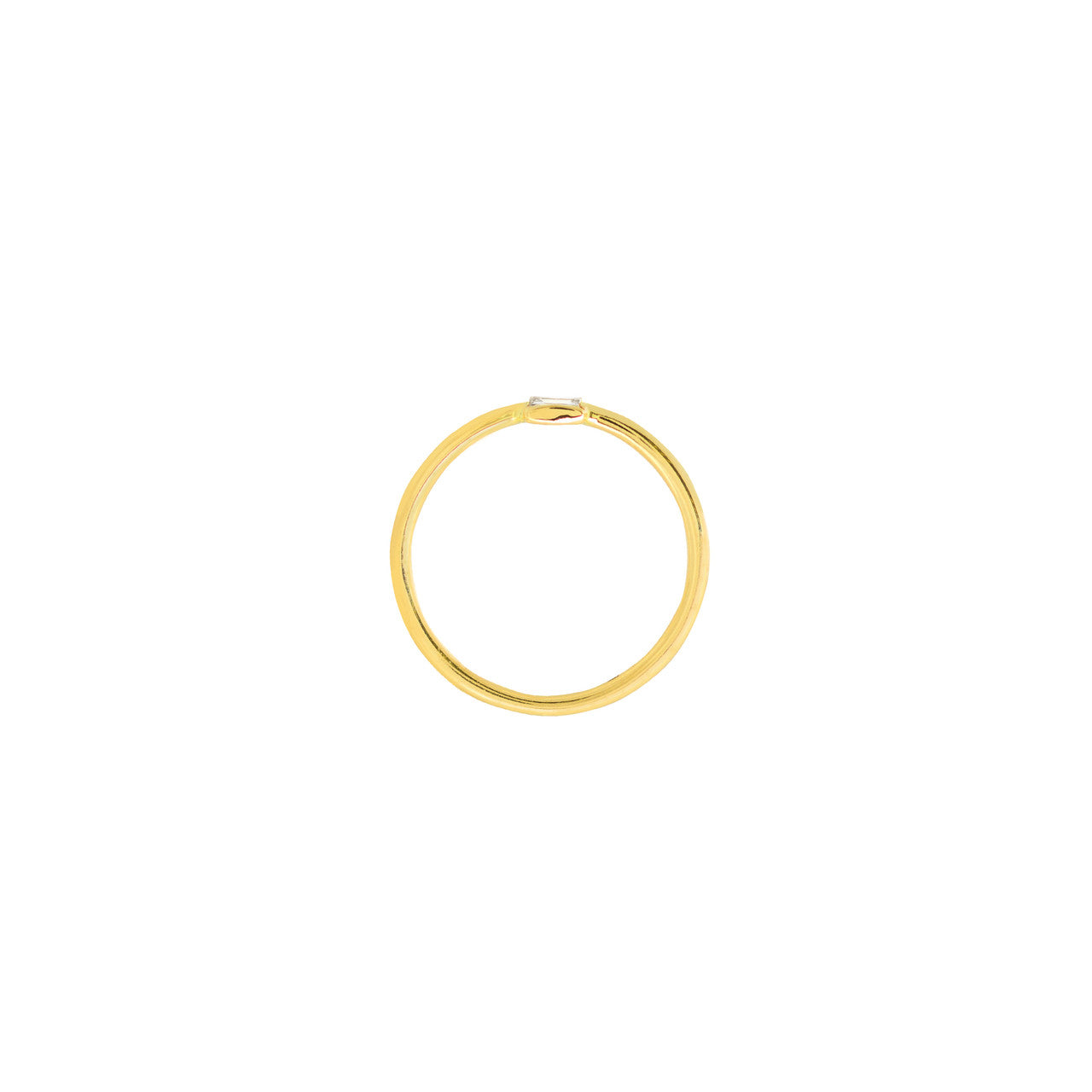 1/10 ctw Baguette Cut Diamond Bezel Set Fashion Ring in 14k Yellow Gold