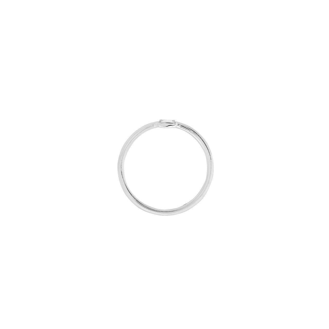 1/10 ctw Baguette Cut Diamond Bezel Set Fashion Ring in 14k White Gold