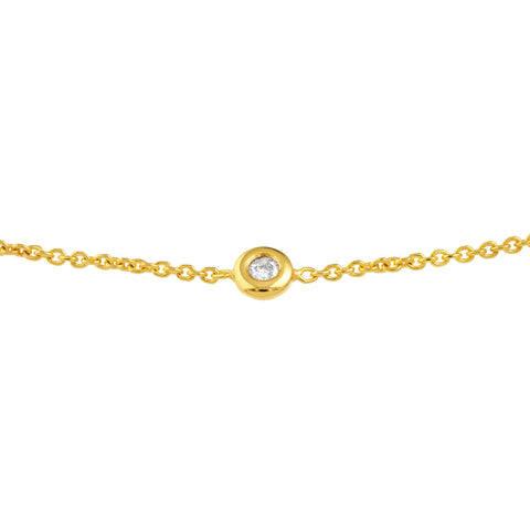 14k Yellow Gold Petite Diamond Bezel Bolo Bracelet
