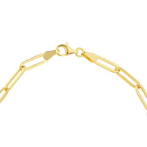 14k Yellow Gold Paper Clip Diamond Bracelet