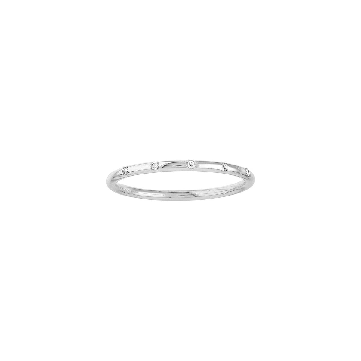 Thin Diamond Stations Band Ring
