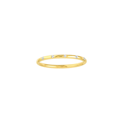Thin Diamond Stations Band Ring
