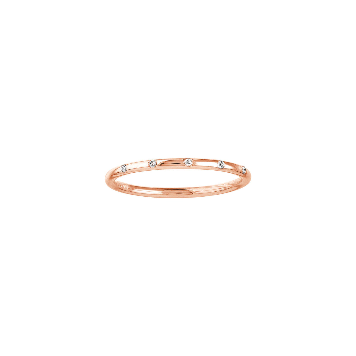 Thin Diamond Stations Band Ring