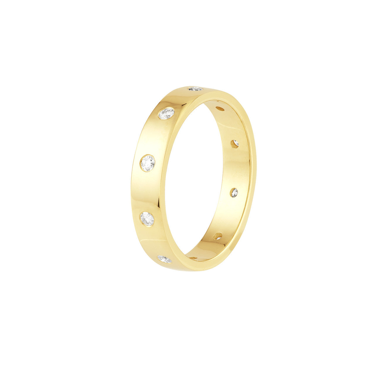 A gold ring with diamonds on it