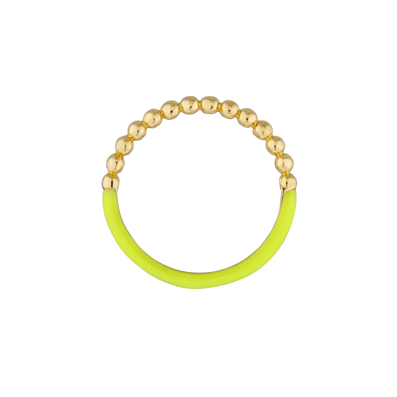A yellow bracelet with gold beads