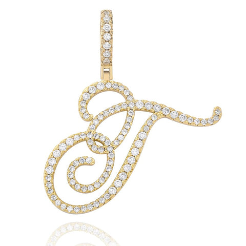 18k Yellow Gold Cursive Initial Necklace