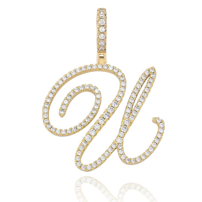 18k Yellow Gold Cursive Initial Necklace