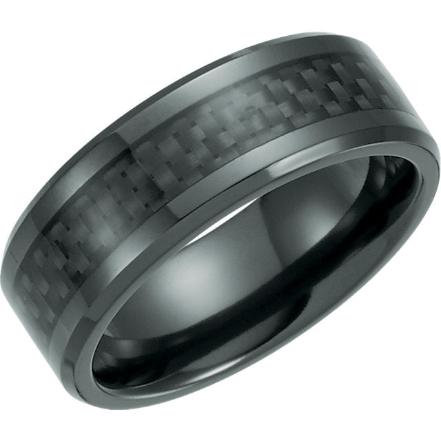 Black Titanium Beveled Band