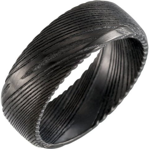 A black ring with wavy lines on it