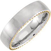 Titanium Band with Yellow Gold Rope Inlay