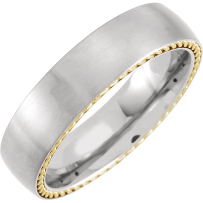 Titanium Band with Yellow Gold Rope Inlay