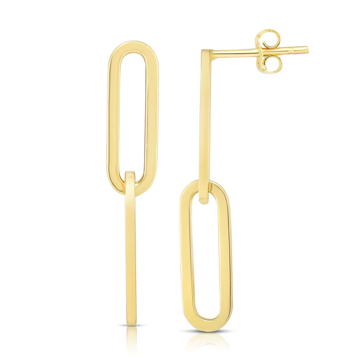14k Gold Paperclip Dangle Earrings