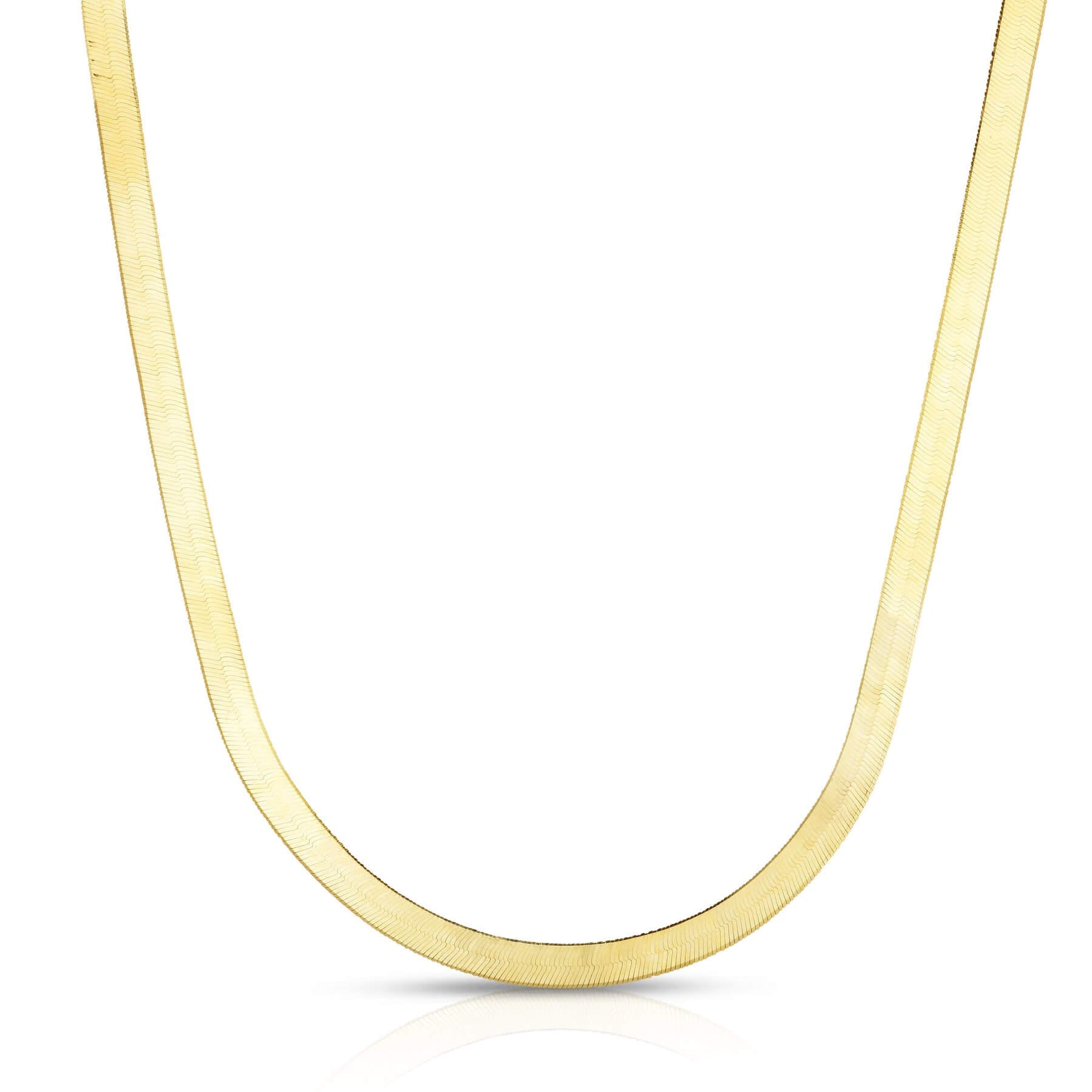 14k Yellow Gold Herringbone Chain Necklace 