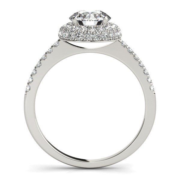 Classic Round Diamond Pave Engagement Ring