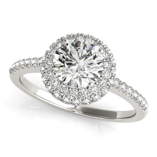 Classic Round Diamond Pave Engagement Ring