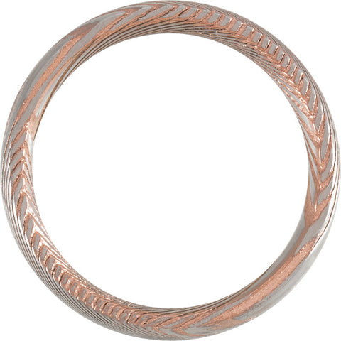 18K Rose Gold Damascus Steel Wedding Band