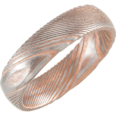 18K Rose Gold Damascus Steel Wedding Band