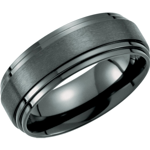 A black ceramic ring with a satin finish